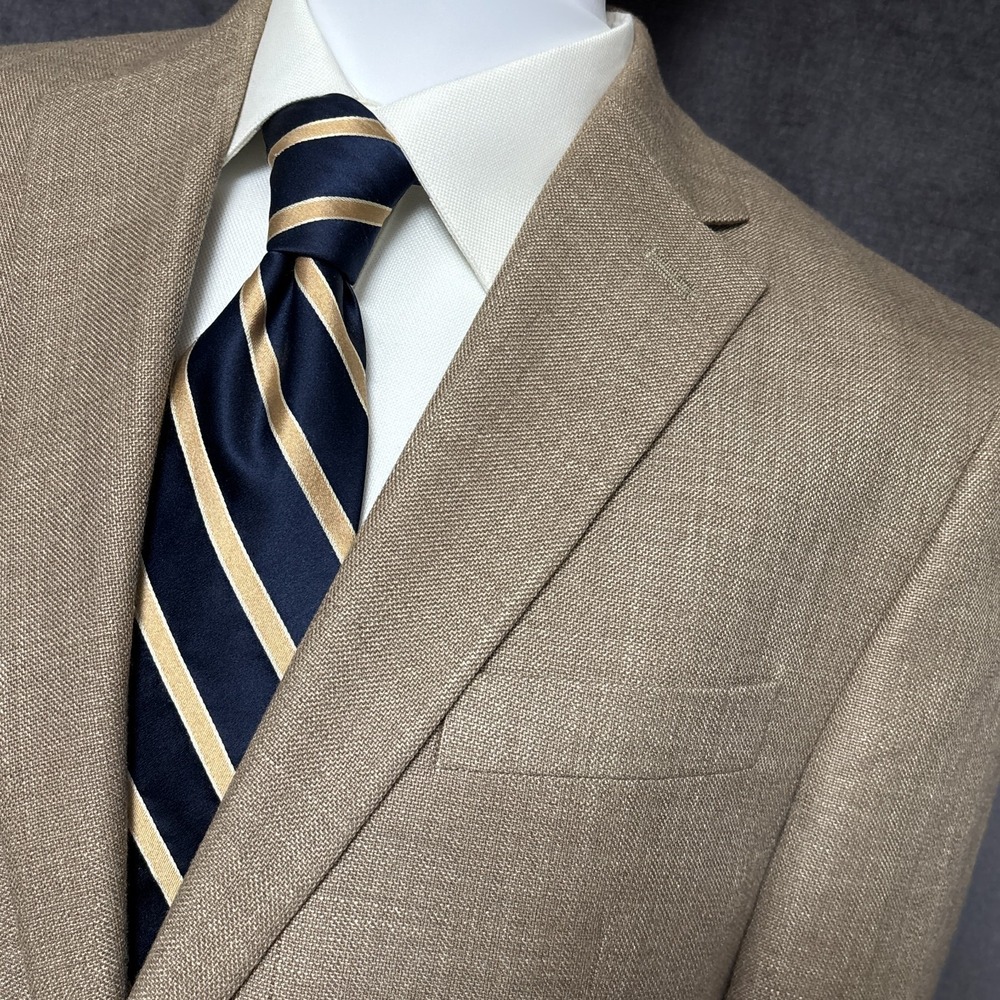Lauren Ralph Lauren Sport Coat 42L Tan Brown Linen Blazer Jacket Black Label